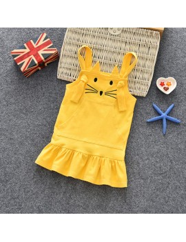 Cute Cat Toddler Girls Casual Strap Party Ruffle Princes Dresses For 1Y-9Y