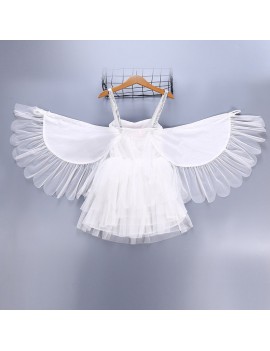 Flamingo Embroidery Girls Angel Wings Performance Princess Dress For 2Y-11Y