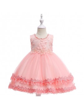 Diamond Toddler Girls Flower Appliques Lace Wedding Princess Dress For 4Y-13Y