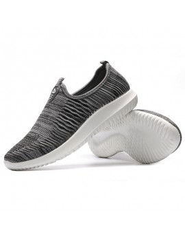 Men Breathable Knitted Fabric Slip On Hiking Casual Sneakers
