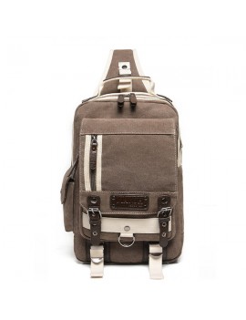 Men Canvas Multi-pocket Laptop Bag Casual Shoulder Bags Chest Bags