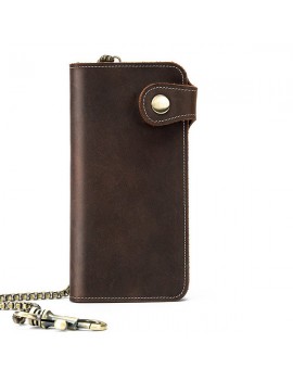 Men Genuine Leather Multi-function Plain Wallet Card Holder Phone Bag