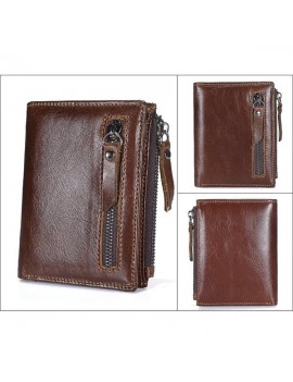 6 Card Holders Vintage Vertical Genuine Leather Coin Bag Wallet For Men