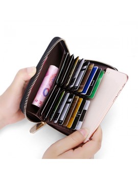 Men Faux Leather Solid Multi-slots Card Holder Wallet