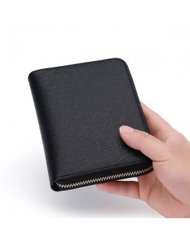 Men Faux Leather Solid Multi-slots Card Holder Wallet
