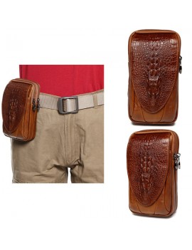 Genuine Leather Waist Bag Crocodile Pattern Crossbody Bag Phone Bag For Men