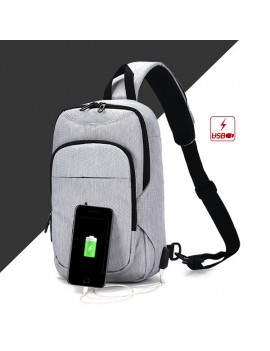 Large Capacity Business Casual USB Charging Port Sling Bag Chest Bag Crossbody Bag For Men