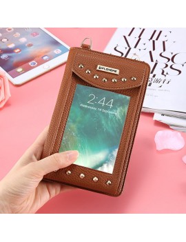 5.5inch Phone Bag PU Leather Portable Wallet Card Holder Purse