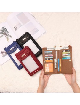 5.5inch Phone Bag PU Leather Portable Wallet Card Holder Purse