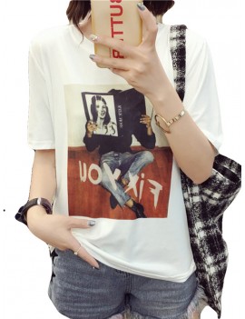 Casual Character Printed Short Sleeve T-shirt