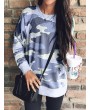 Camouflage Print Long Sleeve O-neck Blouse For Women