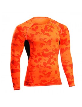 Mens Camo Traning Elastic Quick-drying Breathable Sports Fitness Tights Long Sleeve T-shirt