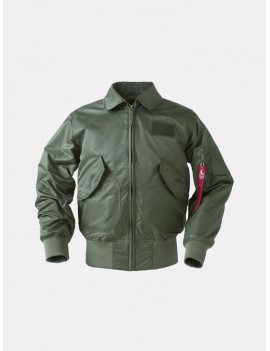 Mens Military Solid Color Big Pockets Arm Zipper Decorative Patch Tactical Jacket