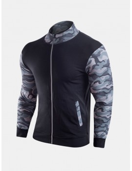 Fashion Military Camo Printing Outdoor Running Sport Patchwork Casual Jackets for Men