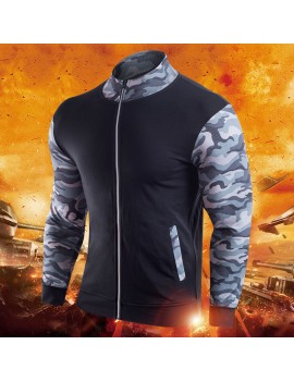 Fashion Military Camo Printing Outdoor Running Sport Patchwork Casual Jackets for Men