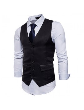 Men Casual Business Slim Fit Single Breasted Suit Vest