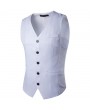 Casual Formal Business Slim Fit Multi Pockets Fashion Pure Color Suit Vest for Men