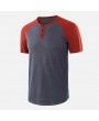 Men's Casual O-Neck Contrast Colour Bottom Short Sleeve T-shirt