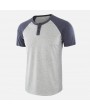 Men's Casual O-Neck Contrast Colour Bottom Short Sleeve T-shirt