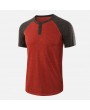 Men's Casual O-Neck Contrast Colour Bottom Short Sleeve T-shirt