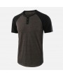 Men's Casual O-Neck Contrast Colour Bottom Short Sleeve T-shirt