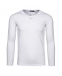 Mens 100%Cotton Breathable Cozy Solid Color Long Sleeve Slim Fit Casual Buttons T Shirts