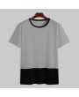 Mens 100% Cotton Breathable Contrast Color Short Sleeve Casual T-Shirts