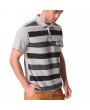 Cotton Stripe Printed Turn-down Collar Short Sleeve Casual Business Golf Shirt for Men