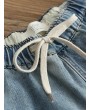 Cartoon Patch Embroidery Elastic Waist Casual Jeans