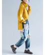 Vintage Loose Patch Ripped  High Waist Casual Denim